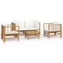 5-piece bamboo garden furniture set with cream white cushions by vidaXL, Garden sets - Ref: Foro24-3155185, Price: 575,51 €, ...