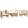 5-piece bamboo garden furniture set with cream white cushions by vidaXL, Garden sets - Ref: Foro24-3155185, Price: 575,51 €, ...