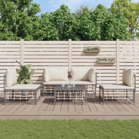 Gartenmöbel-Set 5-teilig und Kissen aus PE-Rattan Anthrazit von vidaXL, Outdoor-Sofas - Ref: Foro24-3186714, Preis: 387,76 €,...