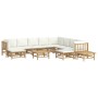 Set de muebles de jardín 12 piezas bambú y cojines blanco crema de vidaXL, Conjuntos de jardín - Ref: Foro24-3155195, Precio:...