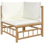 Set de muebles de jardín 12 piezas bambú y cojines blanco crema de vidaXL, Conjuntos de jardín - Ref: Foro24-3155195, Precio:...