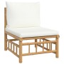 Set de muebles de jardín 12 piezas bambú y cojines blanco crema de vidaXL, Conjuntos de jardín - Ref: Foro24-3155195, Precio:...