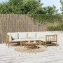 Garden furniture set 6 pieces bamboo and cream white cushions by vidaXL, Garden sets - Ref: Foro24-3155201, Price: 659,58 €, ...