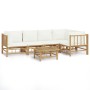 Garden furniture set 6 pieces bamboo and cream white cushions by vidaXL, Garden sets - Ref: Foro24-3155201, Price: 659,58 €, ...