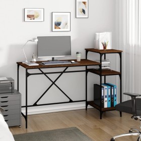 Desk with iron and oak wood shelves, brown, 135x50x90 cm. by vidaXL, Desks - Ref: Foro24-826713, Price: 80,99 €, Discount: %