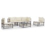 Gartenmöbel-Set 6-teilig und anthrazitfarbene PE-Rattan-Kissen von vidaXL, Outdoor-Sofas - Ref: Foro24-3186718, Preis: 462,96...