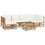 Garden furniture set 7 pieces bamboo and cream white cushions by vidaXL, Garden sets - Ref: Foro24-3155198, Price: 786,10 €, ...