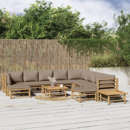 12-piece garden furniture set made of bamboo with gray taupe cushions by vidaXL, Garden sets - Ref: Foro24-3155131, Price: 1,...