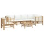 Set de muebles de jardín 7 piezas bambú y cojines blanco crema de vidaXL, Conjuntos de jardín - Ref: Foro24-3155205, Precio: ...