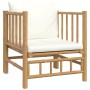 Garden furniture set 7 pieces bamboo and cream white cushions by vidaXL, Garden sets - Ref: Foro24-3155205, Price: 786,26 €, ...