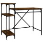 Desk with iron and smoke oak wood shelves 105x50x90 cm by vidaXL, Desks - Ref: Foro24-826716, Price: 74,80 €, Discount: %