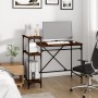 Desk with iron and smoke oak wood shelves 105x50x90 cm by vidaXL, Desks - Ref: Foro24-826716, Price: 74,80 €, Discount: %