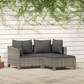 3-teiliges Gartenmöbel-Set und graue synthetische Rattankissen von vidaXL, Gartensets - Ref: Foro24-362685, Preis: 256,94 €, ...