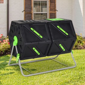 PP double chamber rotating composter 88x60x74 cm 210 L by vidaXL, Composters - Ref: Foro24-153611, Price: 185,99 €, Discount: %