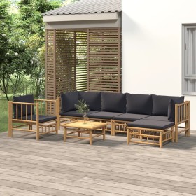 7-piece bamboo garden furniture set with dark gray cushions by vidaXL, Garden sets - Ref: Foro24-3155213, Price: 577,99 €, Di...