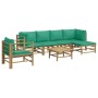 7-piece bamboo garden furniture set with green cushions by vidaXL, Garden sets - Ref: Foro24-3155149, Price: 490,75 €, Discou...