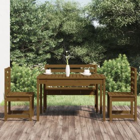 4-piece garden dining set made of solid pine wood in honey brown. by vidaXL, Garden sets - Ref: Foro24-3154692, Price: 272,99...