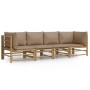 4-piece bamboo garden furniture set with taupe gray cushions by vidaXL, Garden sets - Ref: Foro24-3155120, Price: 544,74 €, D...