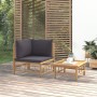 2-piece bamboo garden furniture set with dark gray cushions by vidaXL, Modular outdoor sofas - Ref: Foro24-362307, Price: 119...