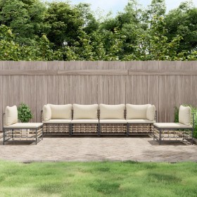 Gartenmöbel-Set 6-teilig und anthrazitfarbene PE-Rattan-Kissen von vidaXL, Outdoor-Sofas - Ref: Foro24-3186720, Preis: 464,23...