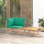 Set de muebles de jardín 2 piezas bambú con cojines verde de vidaXL, Sofás modulares de exterior - Ref: Foro24-362292, Precio...