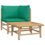 2-piece bamboo garden furniture set with green cushions by vidaXL, Modular outdoor sofas - Ref: Foro24-362292, Price: 129,88 ...