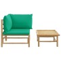 2-piece bamboo garden furniture set with green cushions by vidaXL, Modular outdoor sofas - Ref: Foro24-362292, Price: 129,88 ...