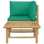 2-piece bamboo garden furniture set with green cushions by vidaXL, Modular outdoor sofas - Ref: Foro24-362292, Price: 129,88 ...