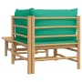 Set de muebles de jardín 2 piezas bambú con cojines verde de vidaXL, Sofás modulares de exterior - Ref: Foro24-362292, Precio...