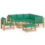 Set de muebles de jardín 8 piezas bambú con cojines verde de vidaXL, Conjuntos de jardín - Ref: Foro24-3155158, Precio: 583,4...