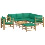 Set de muebles de jardín 8 piezas bambú con cojines verde de vidaXL, Conjuntos de jardín - Ref: Foro24-3155158, Precio: 583,4...