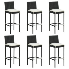 Kitchen stools with cushions, set of 6, black synthetic rattan by vidaXL, Kitchen stools - Ref: Foro24-362578, Price: 338,84 ...