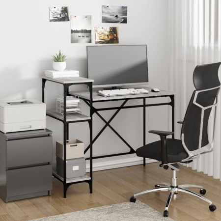 Desk with iron and gray Sonoma wood shelves 105x50x90cm by vidaXL, Desks - Ref: Foro24-826717, Price: 65,58 €, Discount: %