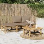 4-piece bamboo garden furniture set with taupe gray cushions by vidaXL, Garden sets - Ref: Foro24-3155139, Price: 300,30 €, D...