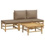 Set de muebles de jardín 4 piezas bambú y cojines gris taupe de vidaXL, Conjuntos de jardín - Ref: Foro24-3155139, Precio: 30...