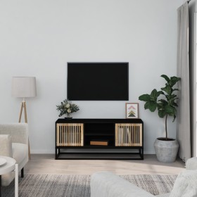 Mueble de TV hierro y madera contrachapada negro 105x30x45 cm de vidaXL, Muebles TV - Ref: Foro24-352098, Precio: 115,99 €, D...