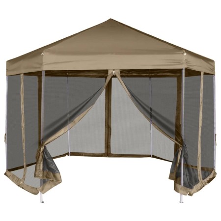 Abnehmbares Zelt, sechseckige, grau-taupefarbene Wände, 3,6 x 3,1 m, 220 g/m² von vidaXL, Zelte und Pavillons - Ref: Foro24-3...