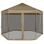 Carpa desmontable hexagonal paredes gris taupe 3,6x3,1m 220g/m² de vidaXL, Carpas y cenadores - Ref: Foro24-362013, Precio: 2...