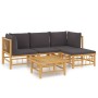 Set de muebles de jardín 5 piezas bambú con cojines gris oscuro de vidaXL, Conjuntos de jardín - Ref: Foro24-3155210, Precio:...