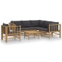 7-piece bamboo garden furniture set with dark gray cushions by vidaXL, Garden sets - Ref: Foro24-3155221, Price: 658,62 €, Di...