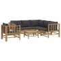 Set de muebles de jardín 7 piezas bambú con cojines gris oscuro de vidaXL, Conjuntos de jardín - Ref: Foro24-3155221, Precio:...