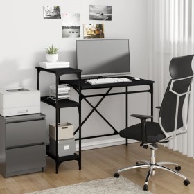 Desk with shelves black plywood 105x50x90 cm by vidaXL, Desks - Ref: Foro24-826714, Price: 74,05 €, Discount: %