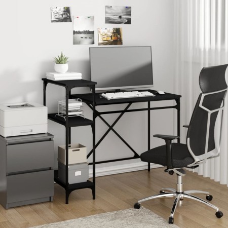 Desk with shelves black plywood 105x50x90 cm by vidaXL, Desks - Ref: Foro24-826714, Price: 74,99 €, Discount: %