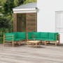 Set de muebles de jardín 6 piezas bambú con cojines verde de vidaXL, Conjuntos de jardín - Ref: Foro24-3155154, Precio: 474,0...