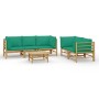 6-piece bamboo garden furniture set with green cushions by vidaXL, Garden sets - Ref: Foro24-3155154, Price: 474,03 €, Discou...