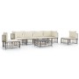 Garden furniture set 7 pieces and anthracite gray PE rattan cushions by vidaXL, Outdoor sofas - Ref: Foro24-3186722, Price: 5...