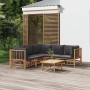 6-piece bamboo garden furniture set with dark gray cushions by vidaXL, Garden sets - Ref: Foro24-3155220, Price: 500,99 €, Di...