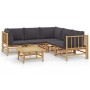 6-piece bamboo garden furniture set with dark gray cushions by vidaXL, Garden sets - Ref: Foro24-3155220, Price: 500,99 €, Di...