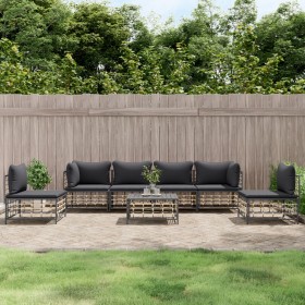 Garden furniture set 7 pieces with anthracite gray PE rattan cushions by vidaXL, Outdoor sofas - Ref: Foro24-3186723, Price: ...