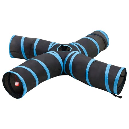 Cat tunnel with 4 exits black and blue polyester 25 cm by vidaXL, Play tents and tunnels - Ref: Foro24-172187, Price: 22,78 €...